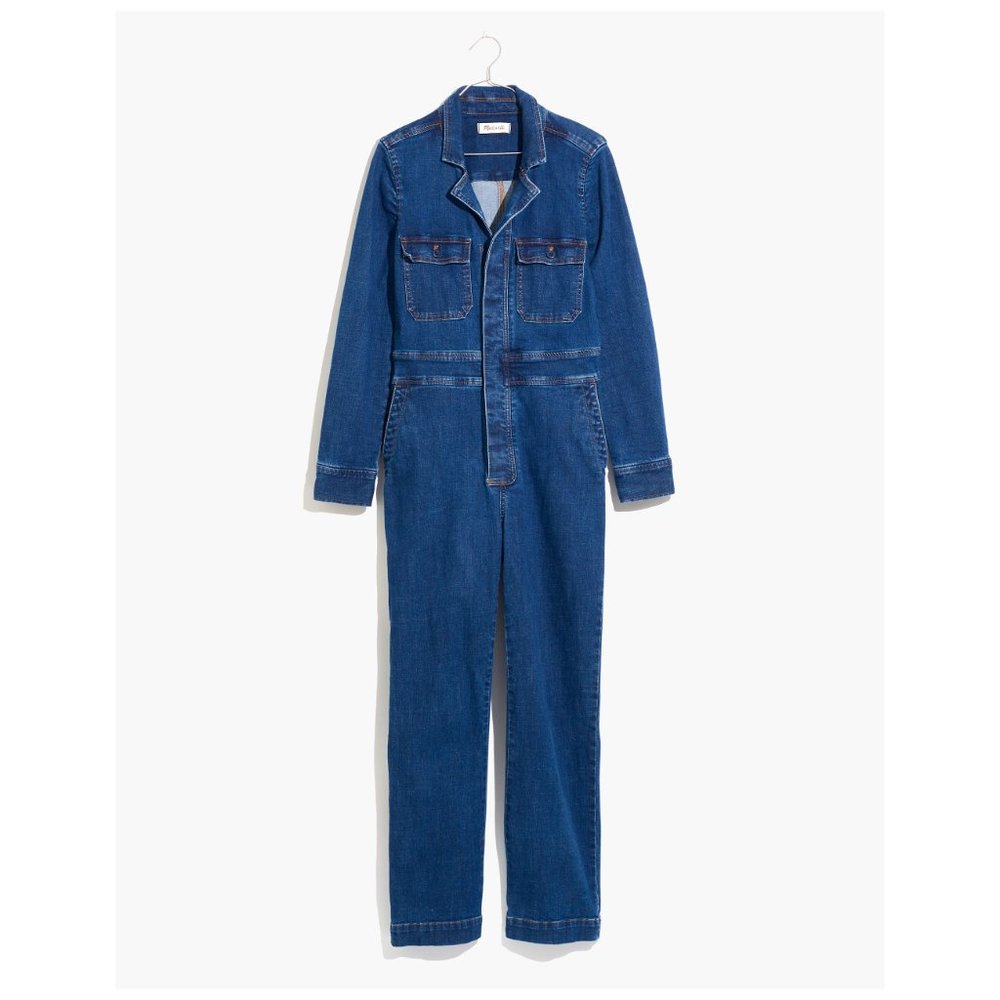 Madewell denim slim leg coverall jumpsuit - dark blue wash